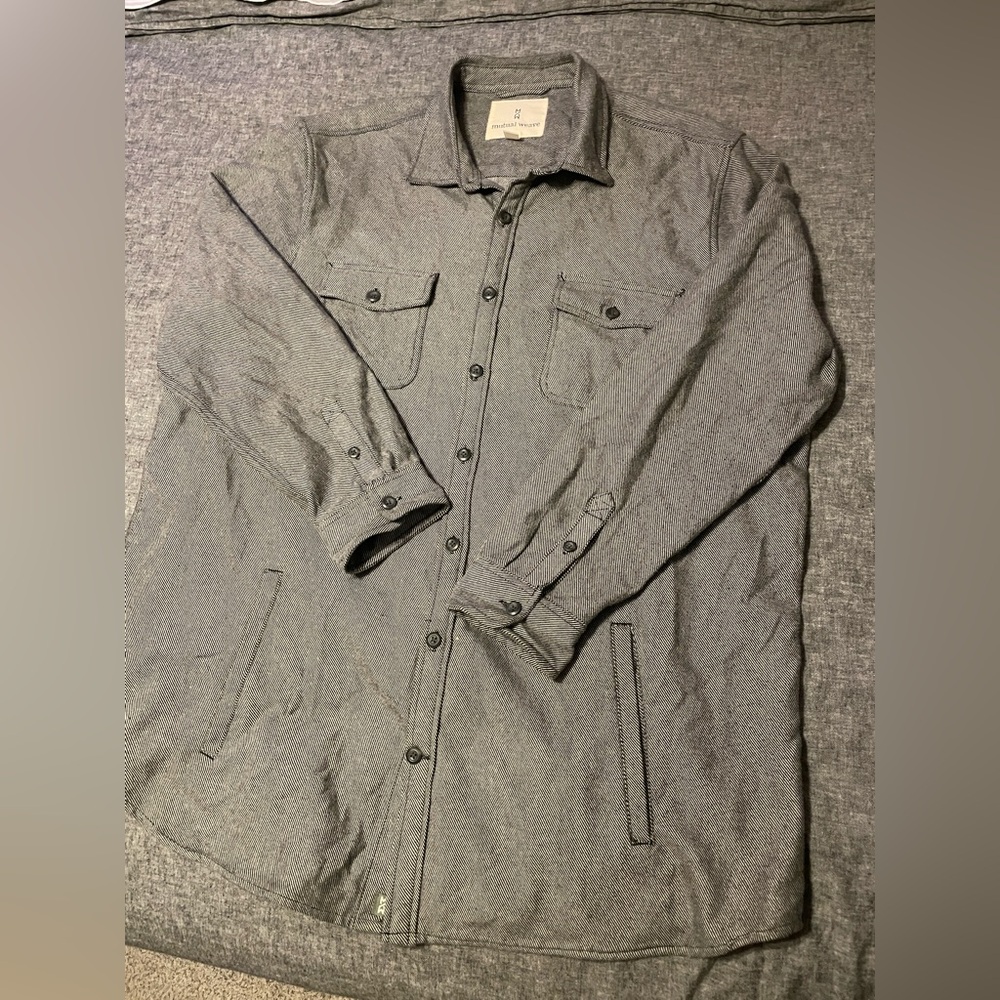 Mutual Weave Mens Grey Long Sleeve Cotton Button-Down Shirt Sz 2XL
